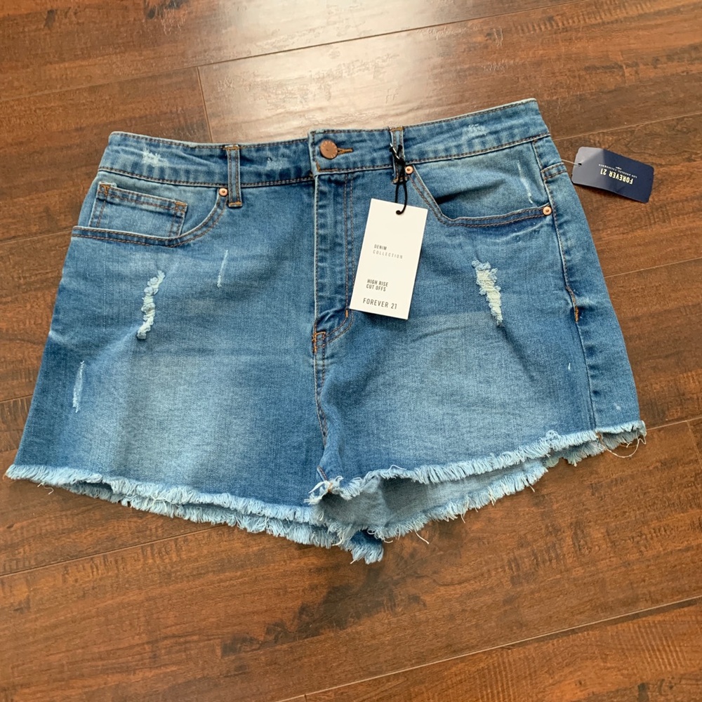 Light wash jean shorts
